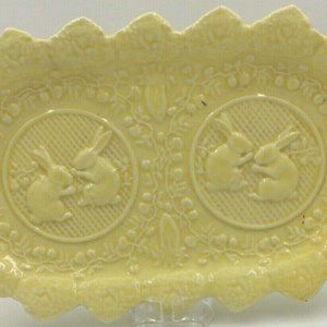 Bordallo Pinheiro Yellow Majolica  Bunny Platter